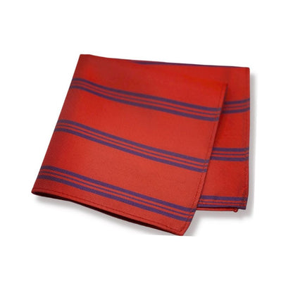 RED NAVY STRIPE TIE AND POCKET SQUARE