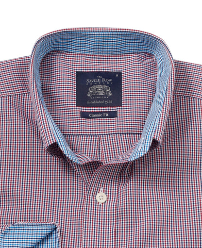 NAVY RED CHECK CLASSIC FIT CASUAL SHIRT