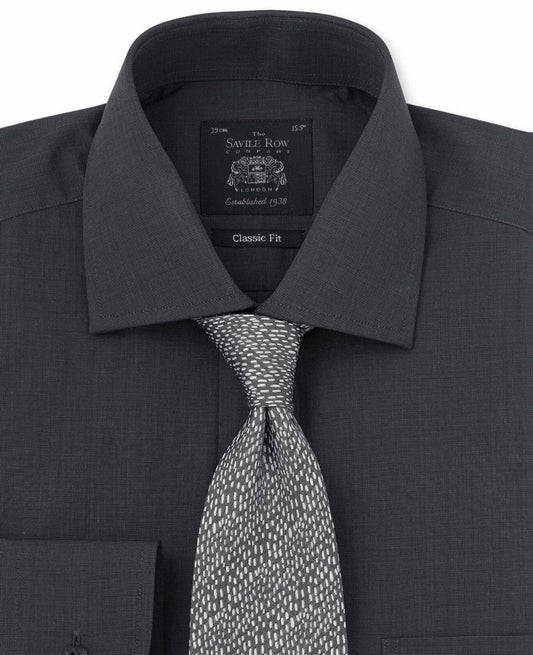 GREY END ON END CLASSIC FIT SHIRT – SINGLE CUFF