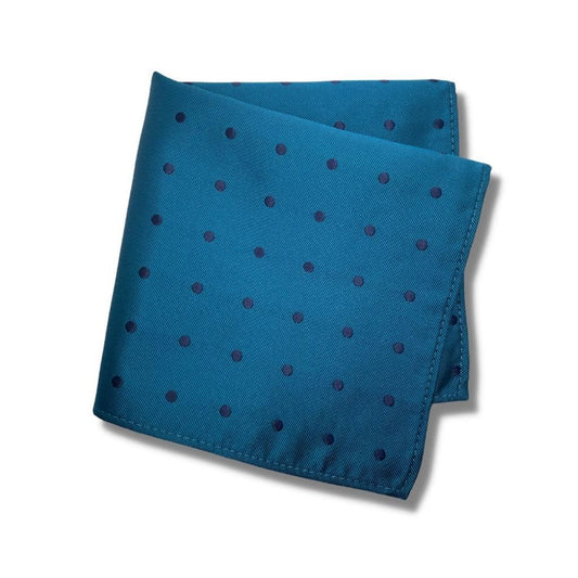 TEAL BLACK DOTTED TIE AND POCKET SQUARE