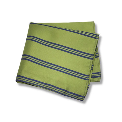 GREEN NAVY STRIPE TIE AND POCKET SQUARE