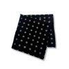 BLACK SILVER SMALL FLOWER TIE AND POCKET SQUARE