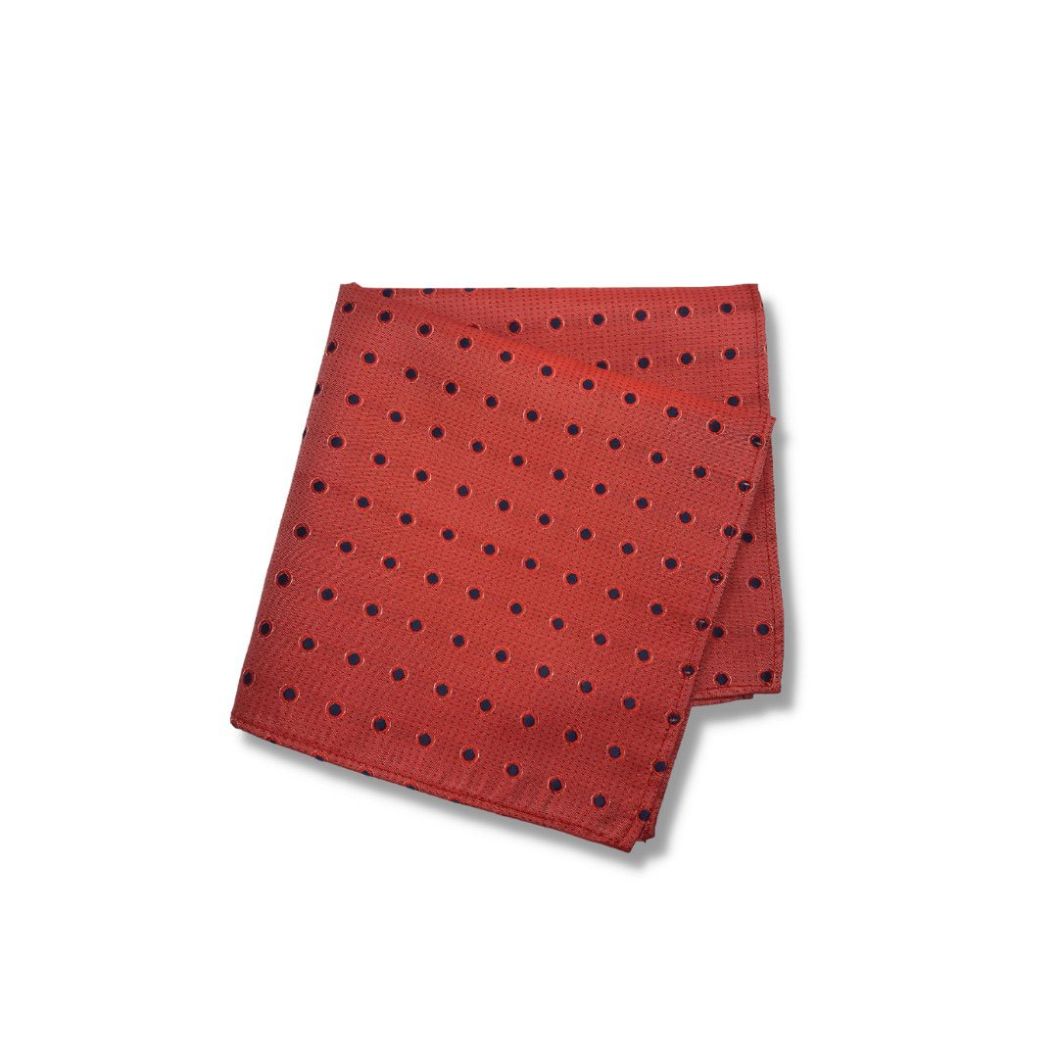 TRUE RED NAVY DOTTED TIE AND POCKET SQUARE