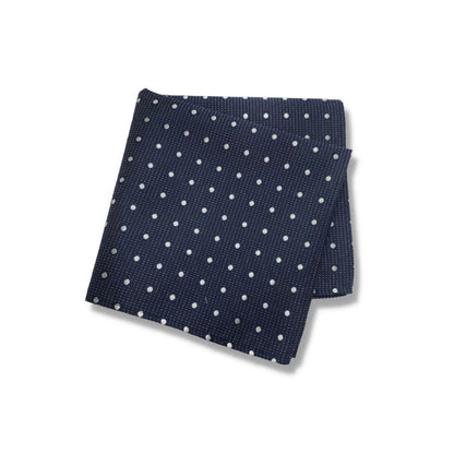 DARK NAVY SILVER DOTTED TIE AND POCKET SQUARE