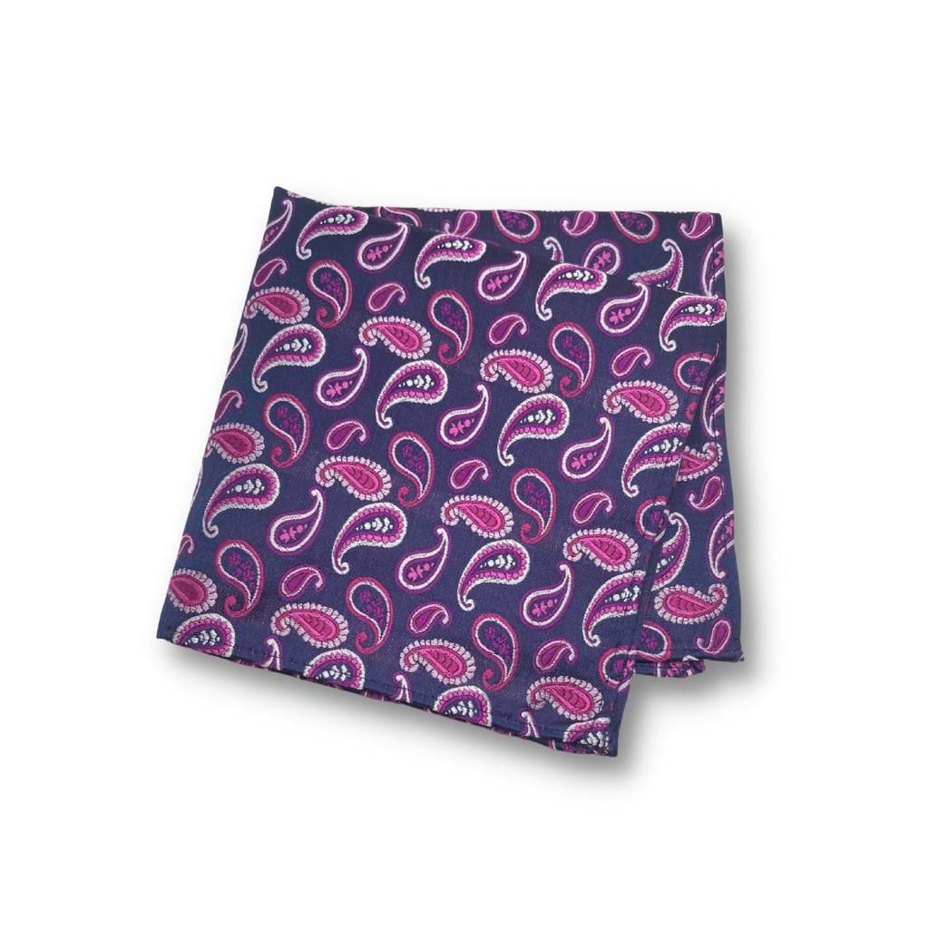 PINK BLACK PAISLEY TIE AND POCKET SQUARE