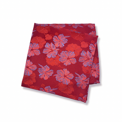 RED FLOWER TIE AND POCKET SQUARE