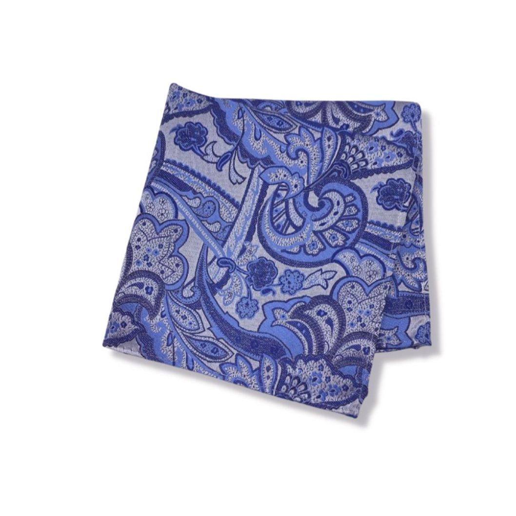 SKY SILVER PATTERN TIE AND POCKET SQUARE