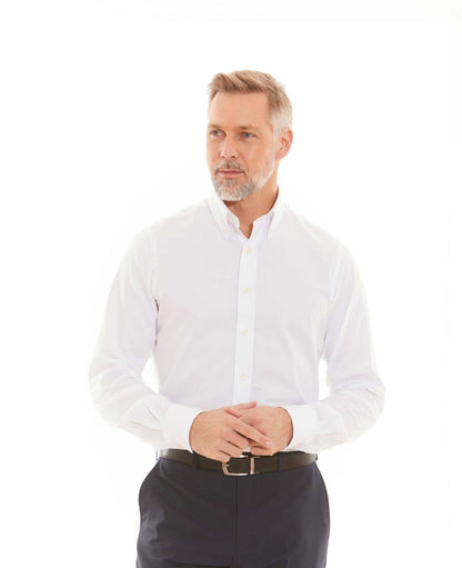 WHITE PINPOINT OXFORD SLIM FIT SHIRT – SINGLE CUFF