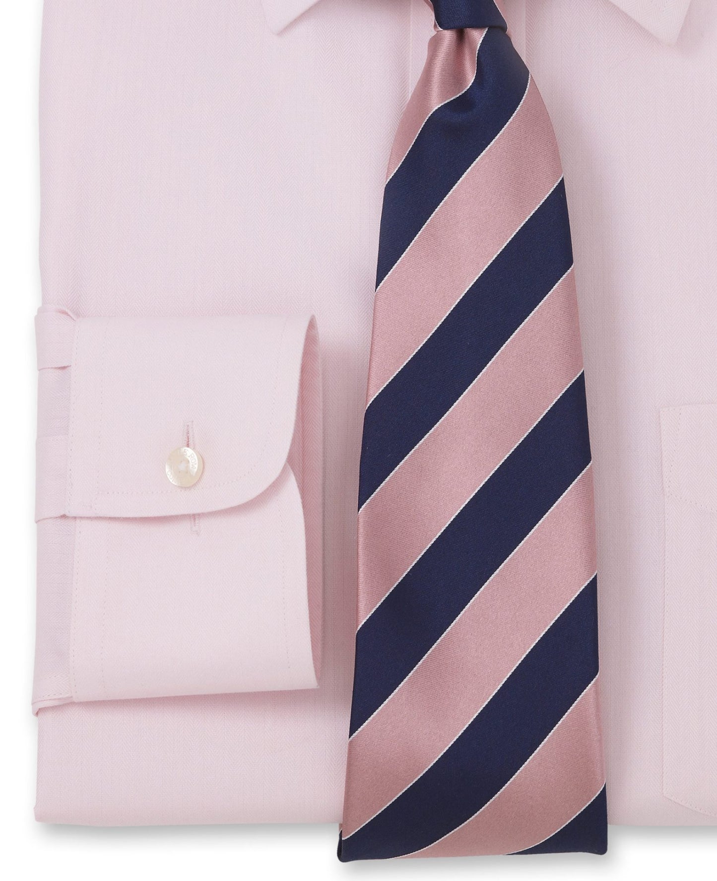 NON-IRON PINK HERRINGBONE CLASSIC FIT SHIRT – SINGLE CUFF