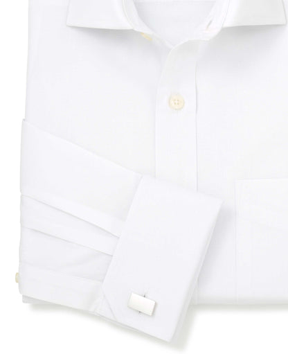 WHITE DOBBY CLASSIC FIT FORMAL SHIRT - DOUBLE CUFF