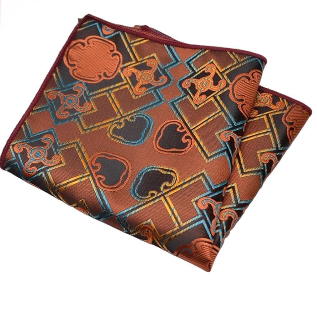 RUST GEOMETRIC DESIGN POCKET SQUARE – Savile Row Clothing London