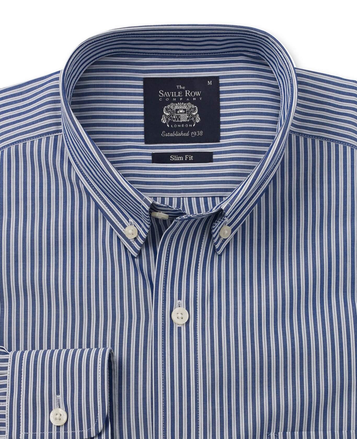 Navy Stripe Ruffle Shirt Professional