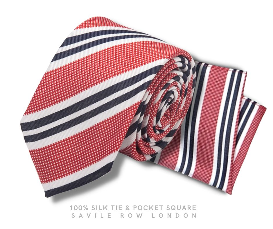 Savile Row Fazzolettone Da Tasca In Seta Per Uomo – 28x28 Cm, Fantasia Catena Rossa
