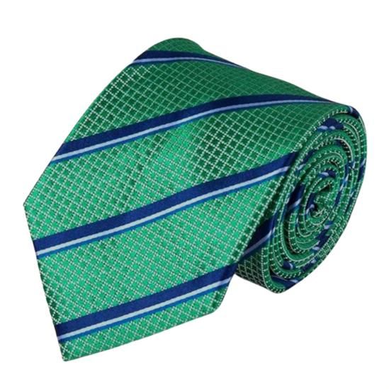 GREEN NAVY REGIMENTAL STRIPE SILK TIE & POCKET SQUARE