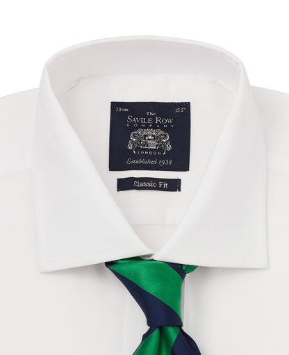 WHITE PINPOINT CLASSIC FIT SHIRT - SINGLE CUFF