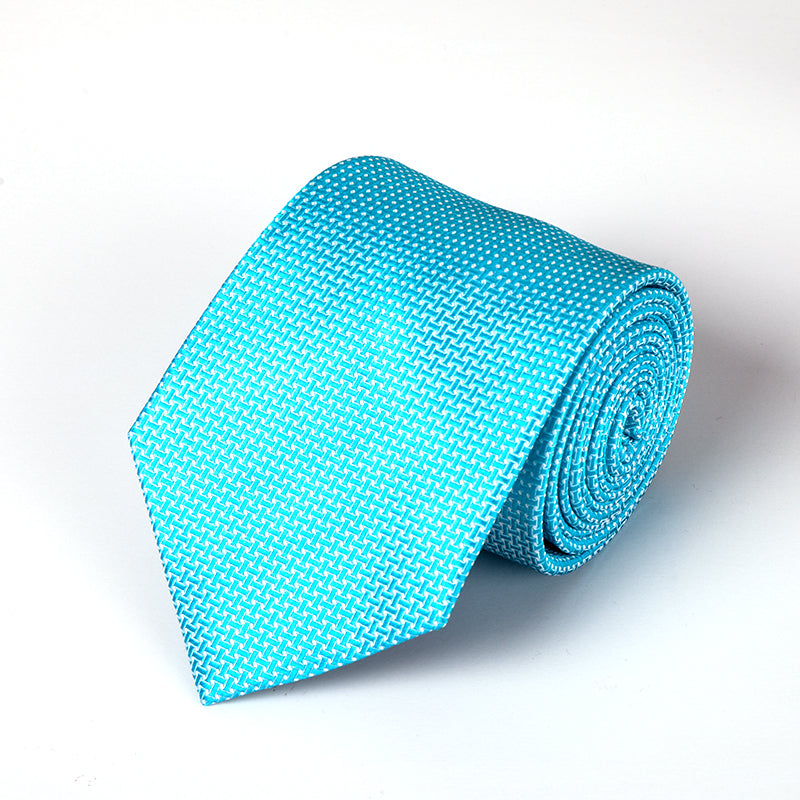 SKY BLUE BASKET WEAVE SILK TIE & POCKET SQUARE