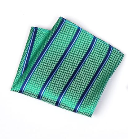 GREEN NAVY REGIMENTAL STRIPE SILK TIE & POCKET SQUARE